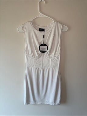 White Fox Sleeveless Bodycon Dress - White